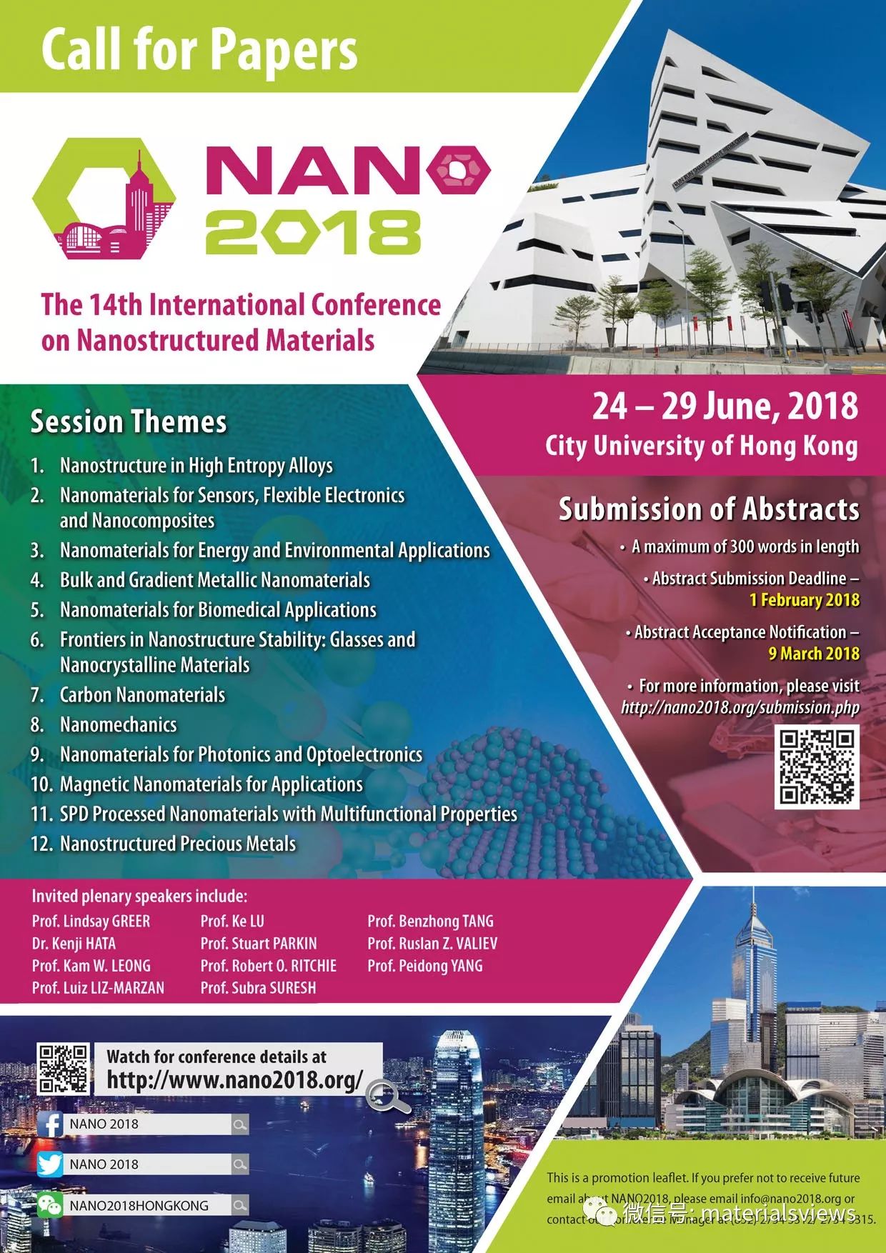 Join us in celebrating 30 years of Advanced Materials @NANO2018