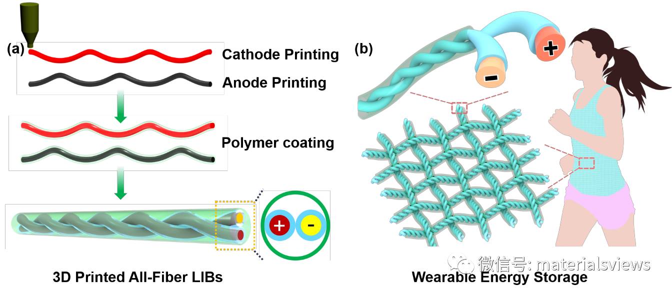 马里兰大学胡良兵研究团队：3D打印纤维柔性锂离子电池的设计和构筑