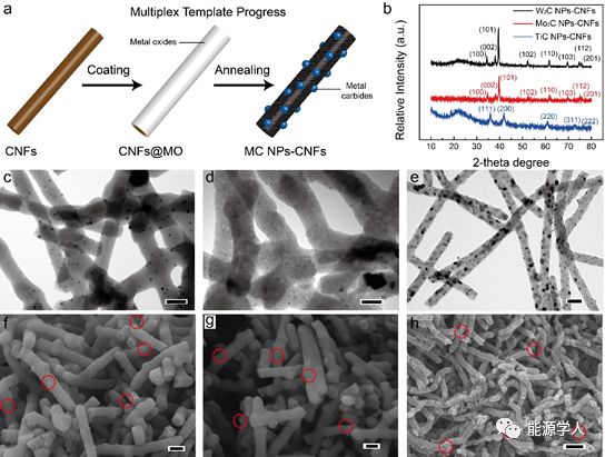 金属碳化物纳米颗粒-碳纳米纤维复合框架材料的吸附和催化作用提升锂硫电池性能
