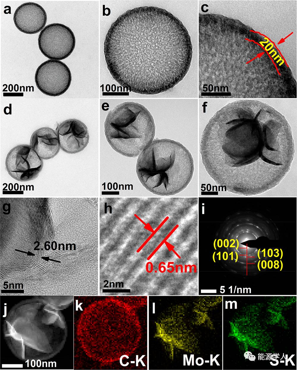 中空介孔碳球内生长花瓣状MoS2纳米片