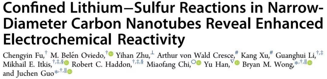 在窄径碳纳米管中发生的一种新型的锂硫电池电化学反应