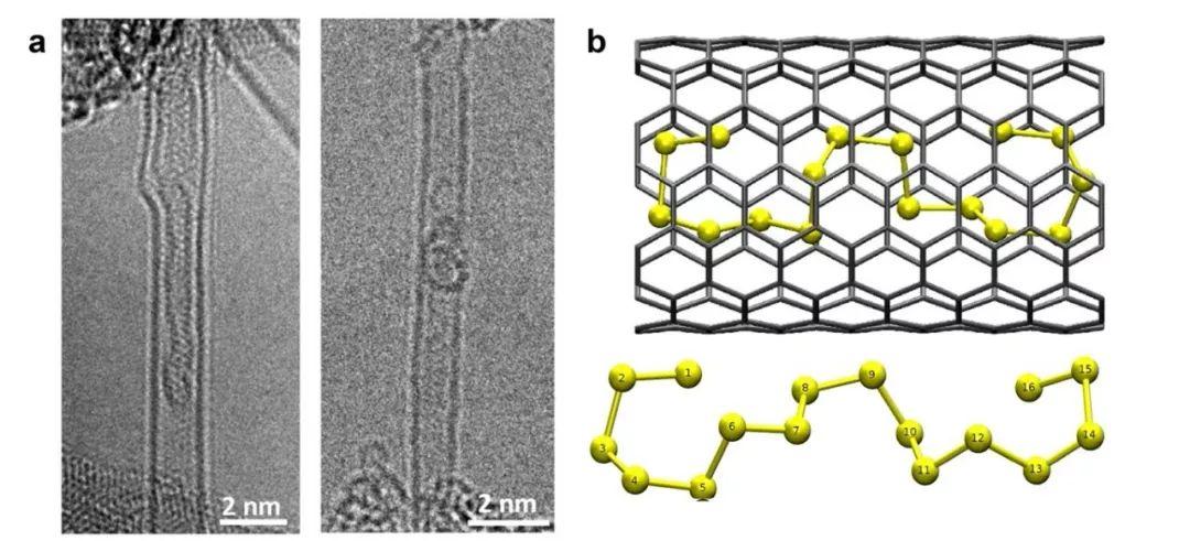 在窄径碳纳米管中发生的一种新型的锂硫电池电化学反应