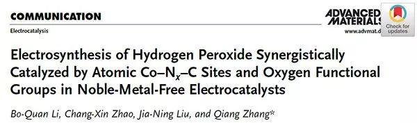 清华大学张强团队AM：ORR合成双氧水？Co-Nx-C位点与含氧基团协力作战！
