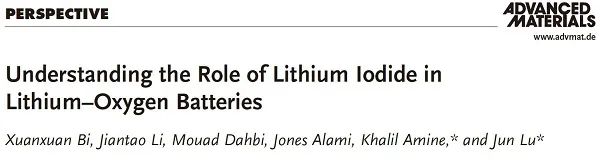 Adv. Mater.：小分子大作用，Li–O2电池用LiI添加剂研究进展