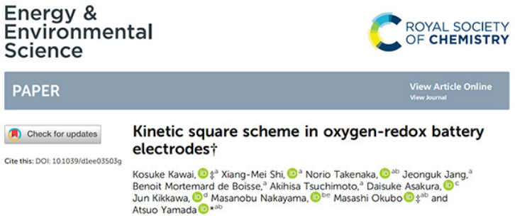 东京大学EES：电池中的阴离子氧化还原动力学