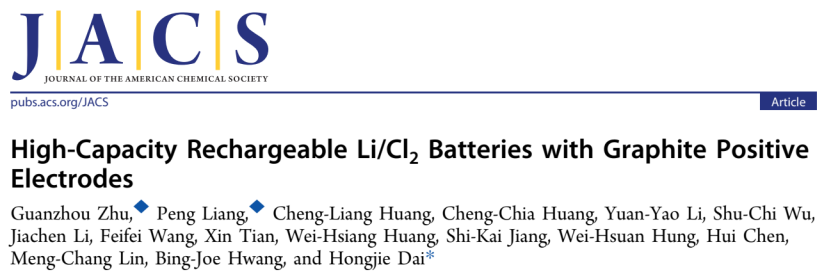 戴宏杰院士JACS：高性能Li/Cl2电池